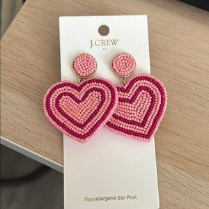 J. Crew Pink Statement Heart Earrings